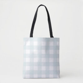 Bolsa Tote Xadrez De Verificação De Gingham Azul Luz Azul De