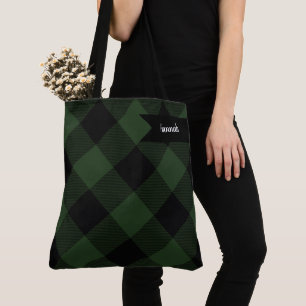 Bolsa Tote Xadrez do Buffalo - Verde Celular e Praça Negra