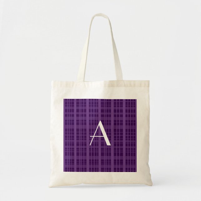 Bolsa Tote Xadrez do roxo do monograma (Frente)