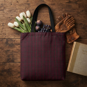 Bolsa Tote Xadrez Escocês Burgundy Elegante