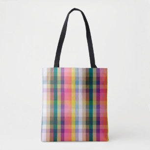Bolsa Tote Xadrez escocesa abstrata