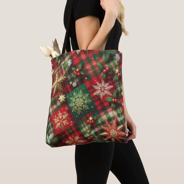 Bolsa Tote Xadrez Festivo  (Close Up)