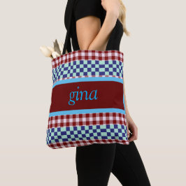 Bolsa Tote Xadrez Gingham Personalizado