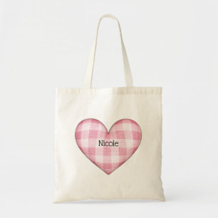Bolsa Tote Xadrez Heart 3D com Nome