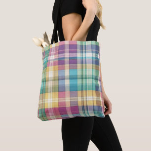 Bolsa Tote xadrez/Páscoa pastel/tartã