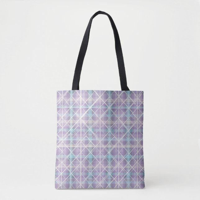 Bolsa Tote Xadrez Pastel Geométrico (Frente)
