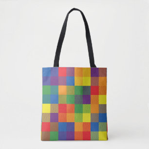 Bolsa Tote Xadrez Rainbow Buffalo Check Pride