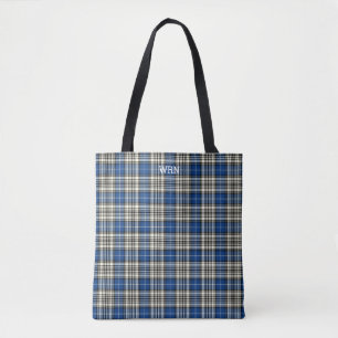 Bolsa Tote Xadrez Real Clã Napier Tartan Monograma