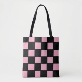 Bolsa Tote Xadrez Rosa e Preta