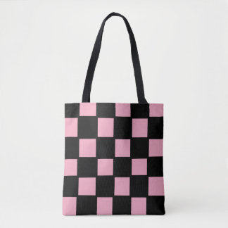 Bolsa Tote Xadrez Rosa e Preta