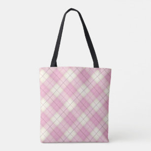 Bolsa Tote Xadrez Rosa Tartan Chic Girls Damas