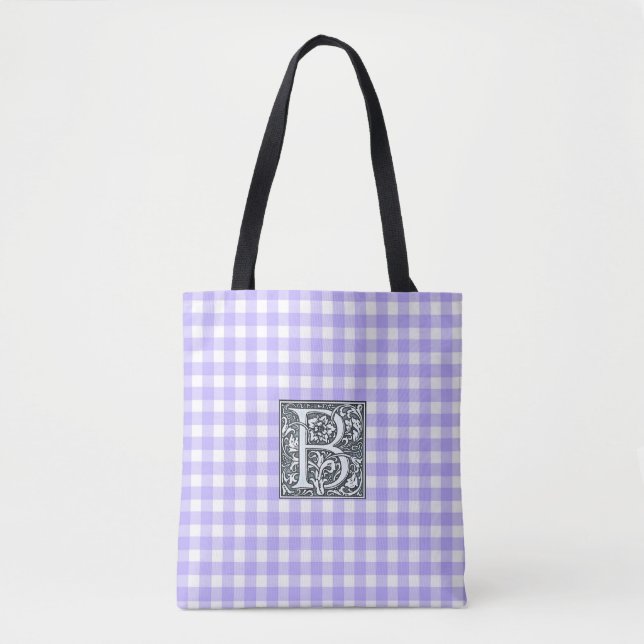 bolsa tote xadrez roxo (Frente)