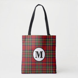 Bolsa Tote Xadrez Royal Stewart Tartan Monograma Clã Escocês
