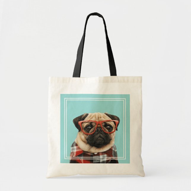 Bolsa Tote Xadrez Shirt Pug (Frente)