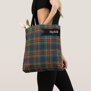 Bolsa Tote Xadrez Stewart Stuart Black Clan Tartan
