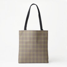 Bolsa Tote Xadrez Tártan Verde Azul Marrom Claro