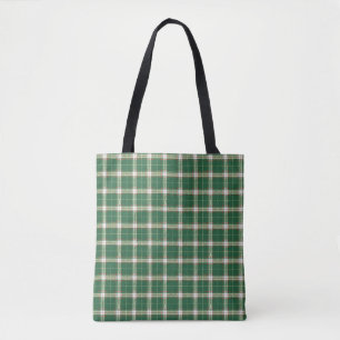 Bolsa Tote Xadrez Verde Branco de Natal