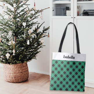 Bolsa Tote Xadrez Verde Personalizado Padrão Buffalo Check