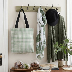 Bolsa Tote Xadrez verde sage claro