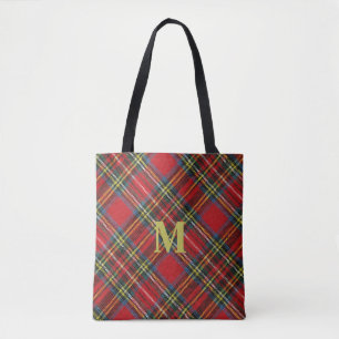Bolsa Tote Xadrez Vermelha Monograma