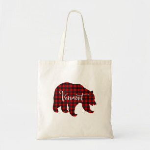 Bolsa Tote Xadrez Vermelha - Urso Vermont Correspondendo Fam