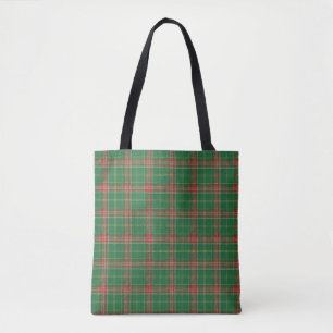 Bolsa Tote Xadrez vermelha verde natalícia