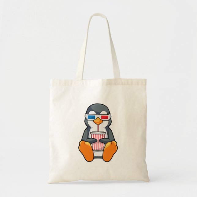 Bolsa Tote Xícara de Bebendo dos Óculos de cinema pinguins (Frente)