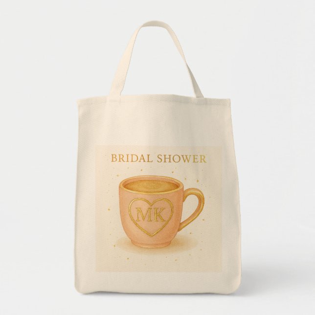 Bolsa Tote Xícara de café rosa rubor (Frente)