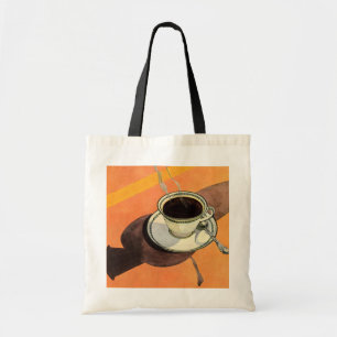 Bolsa Tote Xícara de café vintage, pires, colher, lanchonete