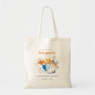 Bolsa Tote Xícara de Chá Floral Moderna Chá de Noiva 