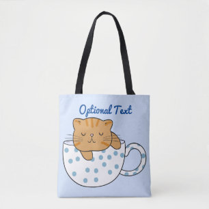 Bolsa Tote Xícara de Gato-Feine Estilo Kawaii 