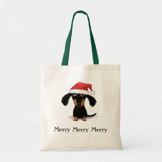 Bolsa Tote Xmas engraçado do Natal do cão do Wiener do