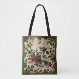 Bolsa Tote Xmas Holly e Candles Fantasy