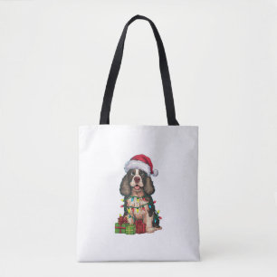 Bolsa Tote Xmas Lighting Santa Hat Alaskan Malamute Dog Chris