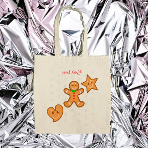 Bolsa Tote XmaS Xmãozinho Pals-Candy Cane Texto Personalizad
