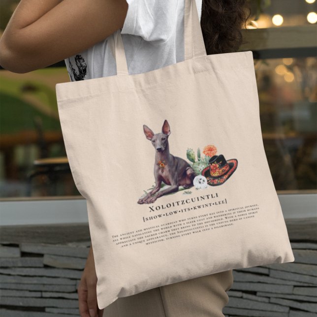 Bolsa Tote Xoloitzcuintli | Aquarela do Cão Mexicano Sem Pelo (Criador carregado)