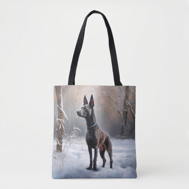 Bolsa Tote Xoloitzcuintli Deixa-o nevar no Natal (Frente)