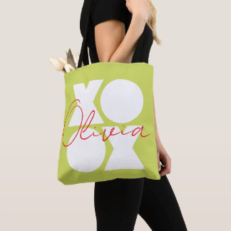 Bolsa Tote XOXO - design de logotipo grande em branco