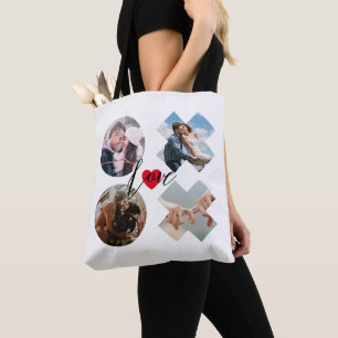 Bolsa Tote Xoxo moderno Foto de amor beija texto personalizad