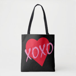 Bolsa Tote XOXO Namorados Cor-de-Rosa Vermelho Coração Modern