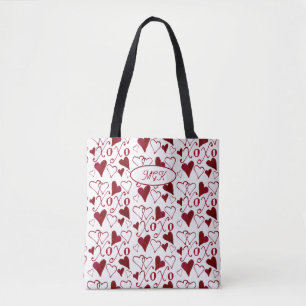 Bolsa Tote XXOO Dia dos Namorados Ilustrado à Mão