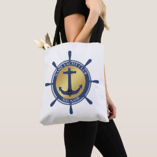 Bolsa Tote Yacht clube de iate de Âncora Náutica Azul Nome da