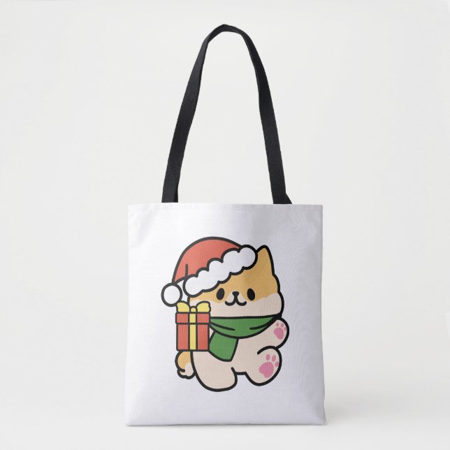 Bolsa Tote Yappy Howlidays - Bela Cartoon de Cão de Natal (Frente)
