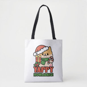 Bolsa Tote Yappy Howlidays - Bela Cartoon de Cão de Natal