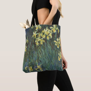 Bolsa Tote Yellow Iriss by Claude Monet, Vintage Fine Art