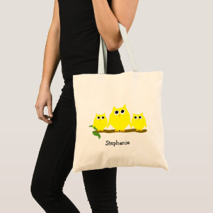 Bolsa Tote Yellow Owls Design Personalizados
