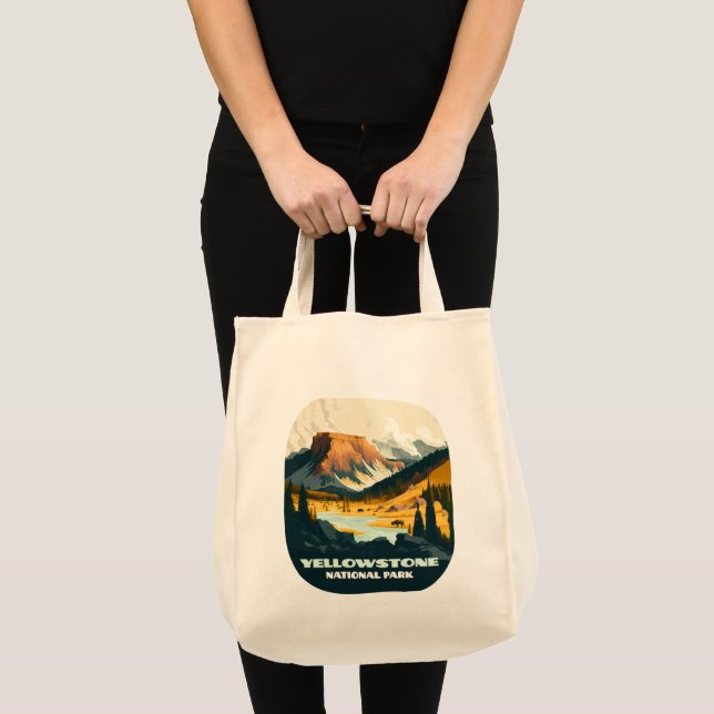 Bolsa Tote Yellowstone National Park Wyoming Mounties Retro (Frente (produto))