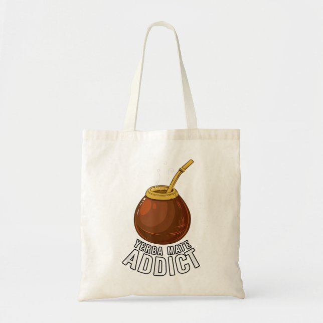 Bolsa Tote Yerba Mate Addicto, Gourd e Bombilla (Frente)