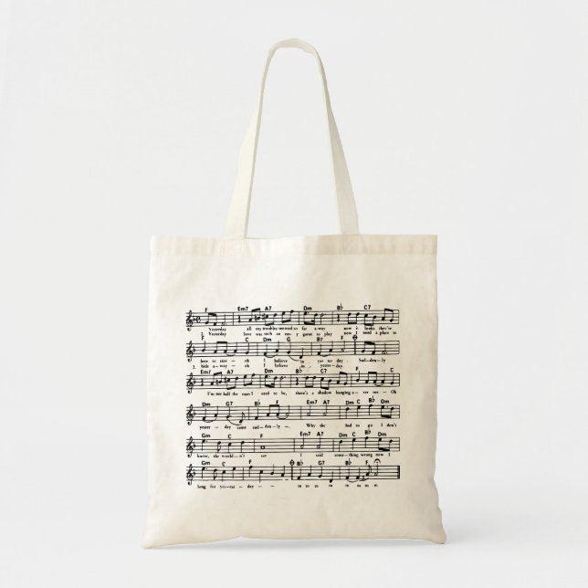 Bolsa Tote YESTERDAY SHEET MUSIC partitura (Frente)