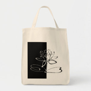 Bolsa Tote Yin Yang Black White Lotus Blossom